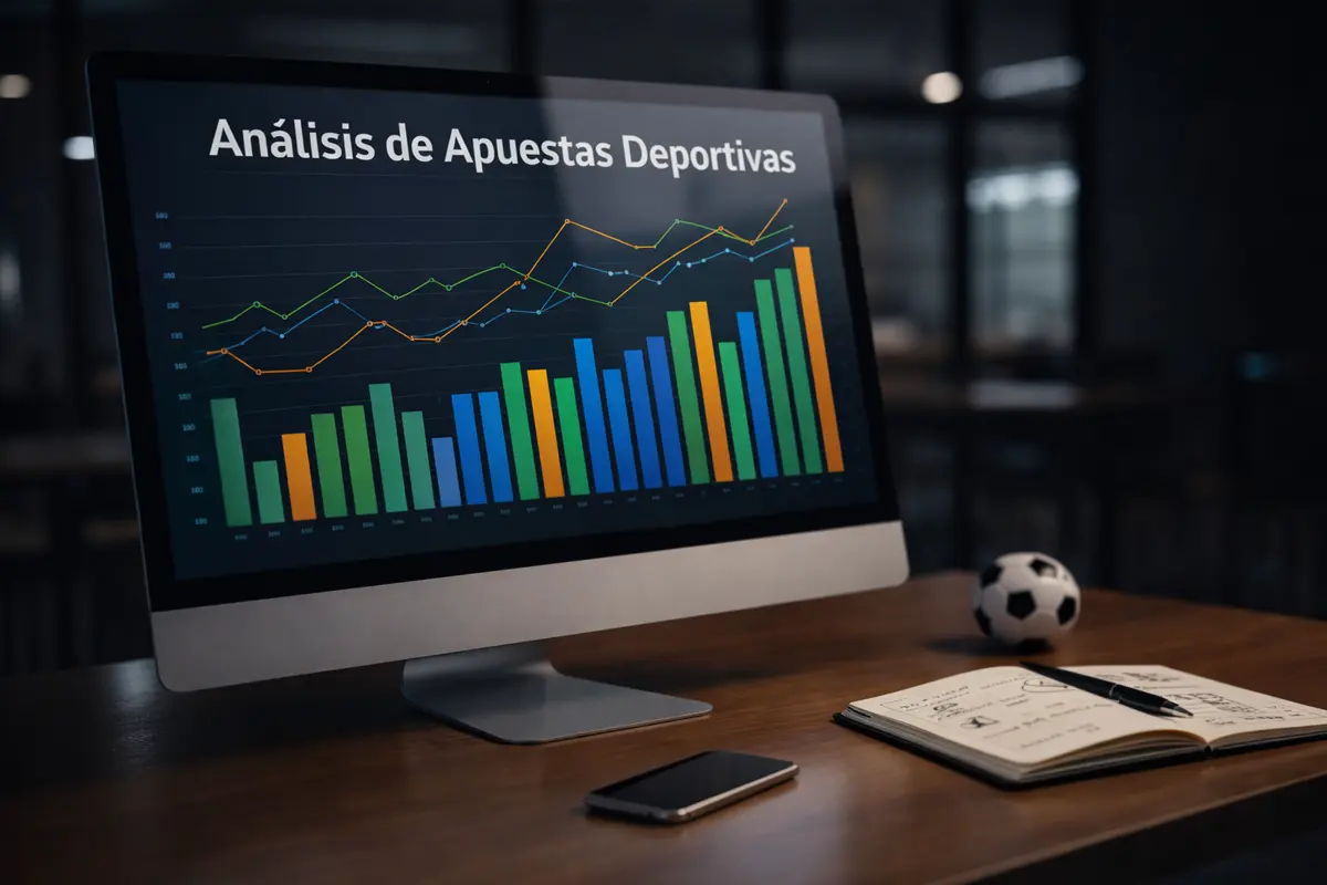 Pantalla de ordenador mostrando gráficos estadísticos de rendimiento de equipos de fútbol