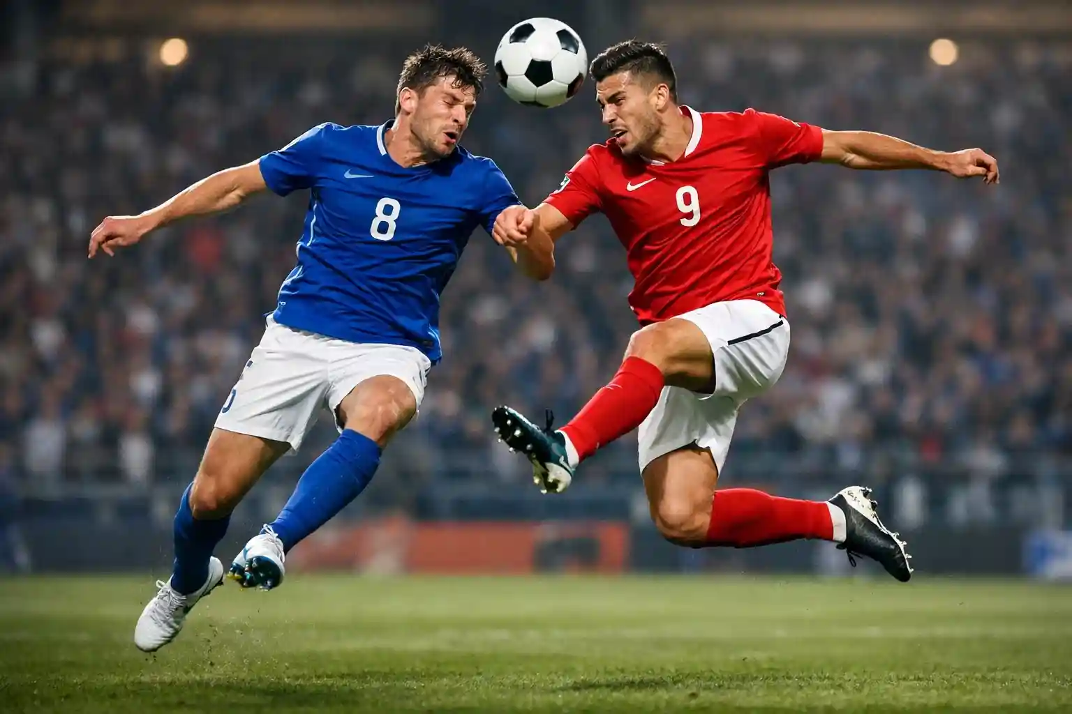 Jugadores de fútbol en acción durante un partido de selecciones